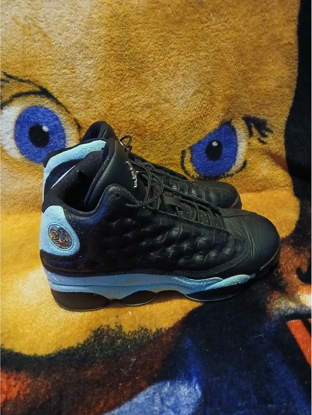 Jordan 13 Retro GS Black and Light Blue Youth Sneakers Size 6Y